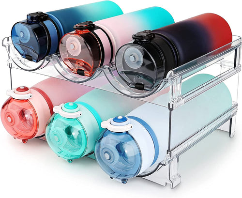 Effortlessly Organize Your Space with Our 2-Pack Stackable Water Bottle Organizer - Perfect for Cabinets and Refrigerators!