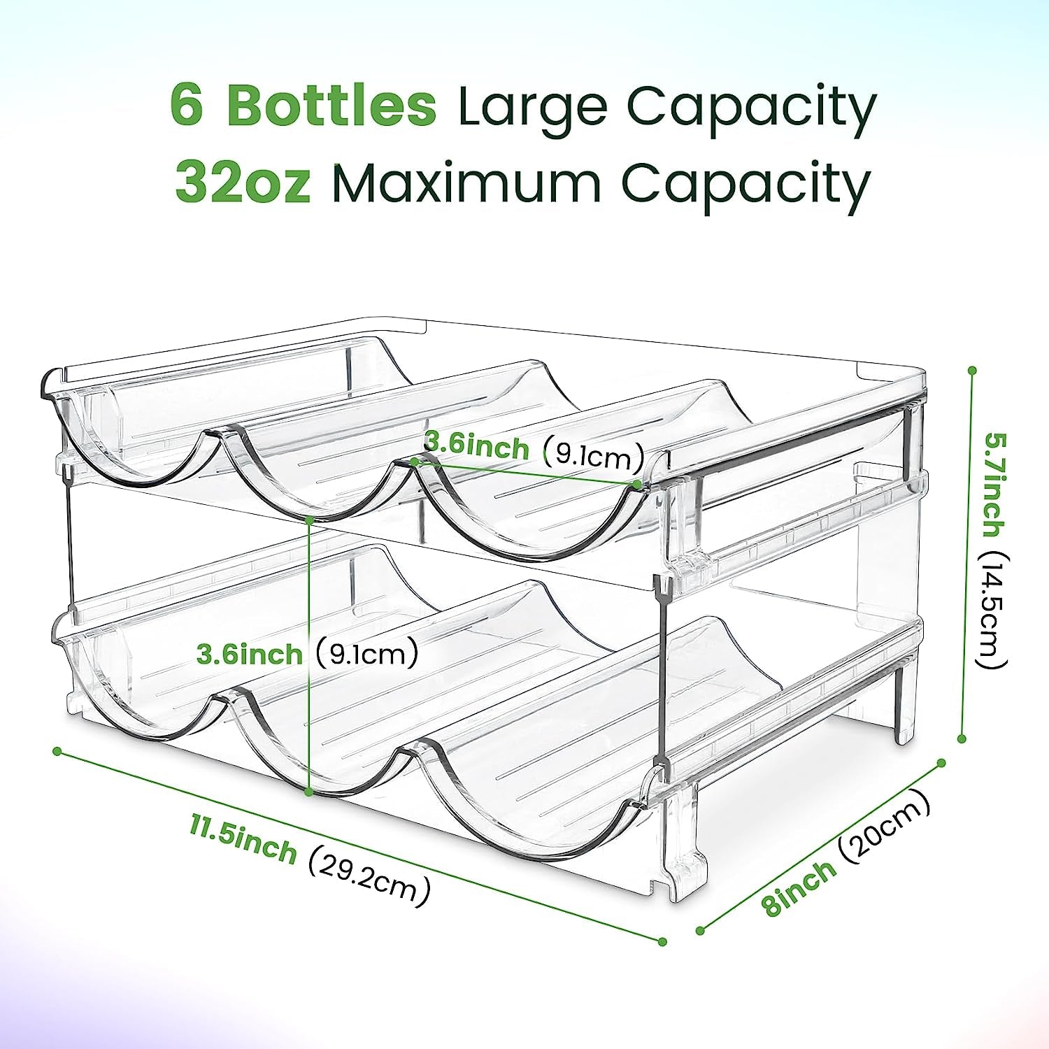 Effortlessly Organize Your Space with Our 2-Pack Stackable Water Bottle Organizer - Perfect for Cabinets and Refrigerators!